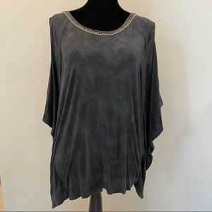 GUESS Tie Dye Glitter Short Sleeve Top